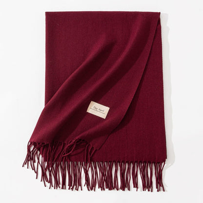 Simple Solid Color Fringed Winter Scarf