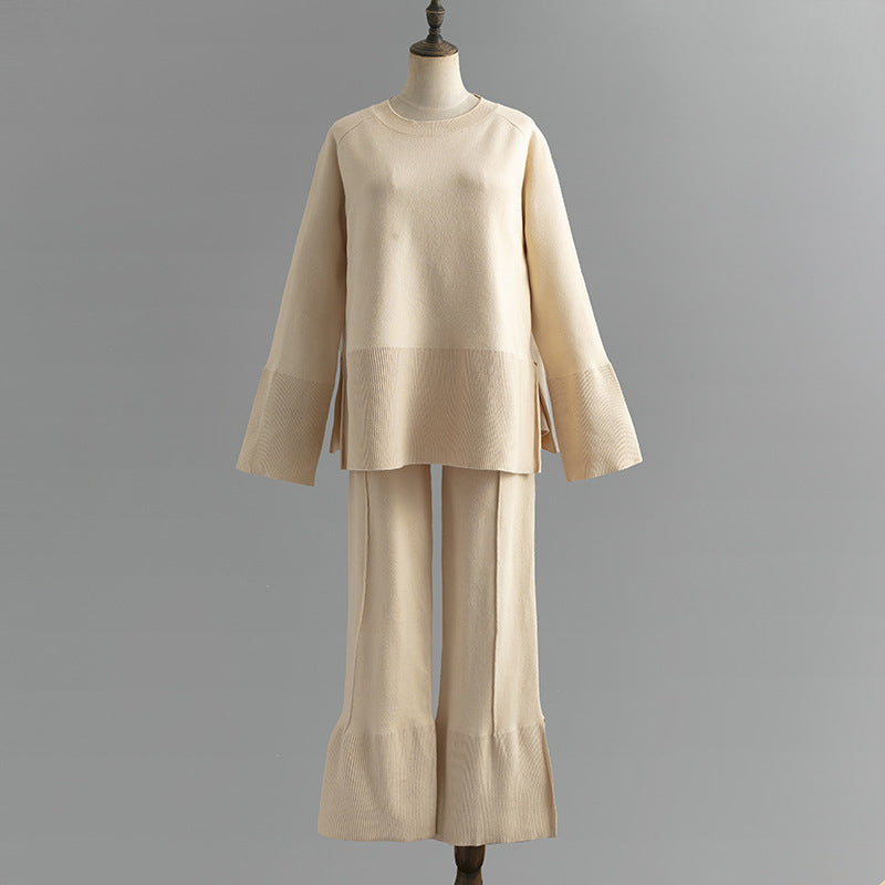 2+ Round Neck Side Split Knit Sets