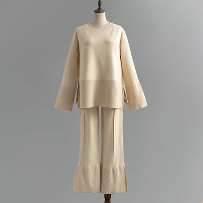 2+ Round Neck Side Split Knit Sets