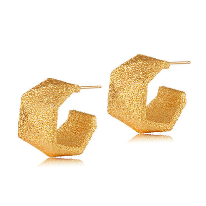 Vintage Chunky Brushed Gold Stud Earrings