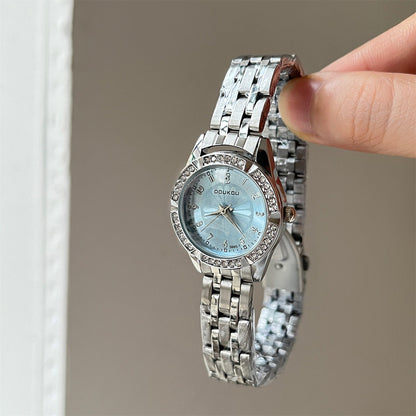 Rhinestone Round Dial Chic Quartz Watch