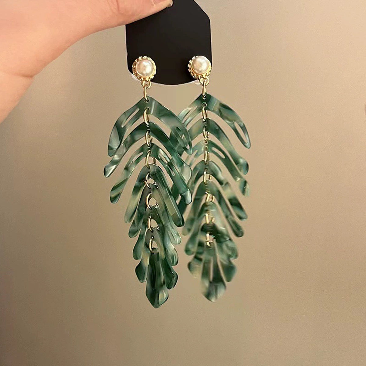 Bohemian Unique Leaf Tassel Stud Earrings