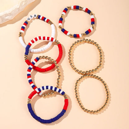 Trendy USA Letters Beaded Stretch Bracelet