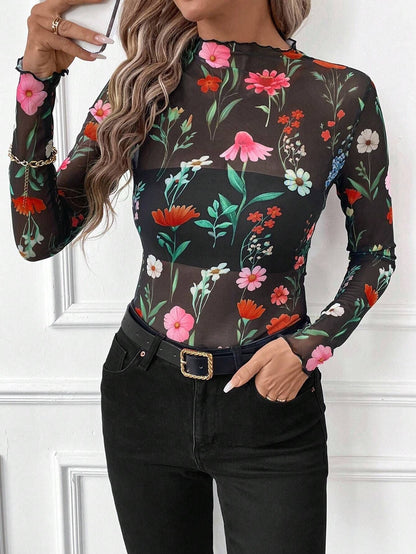 Sexy Leopard Print Mesh Slim Top