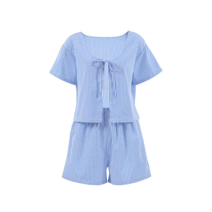 Plaid String Tie Homewear Sets