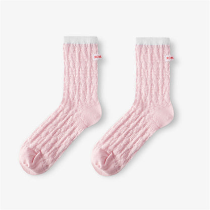 Color Block Hollow Mesh Thin Socks