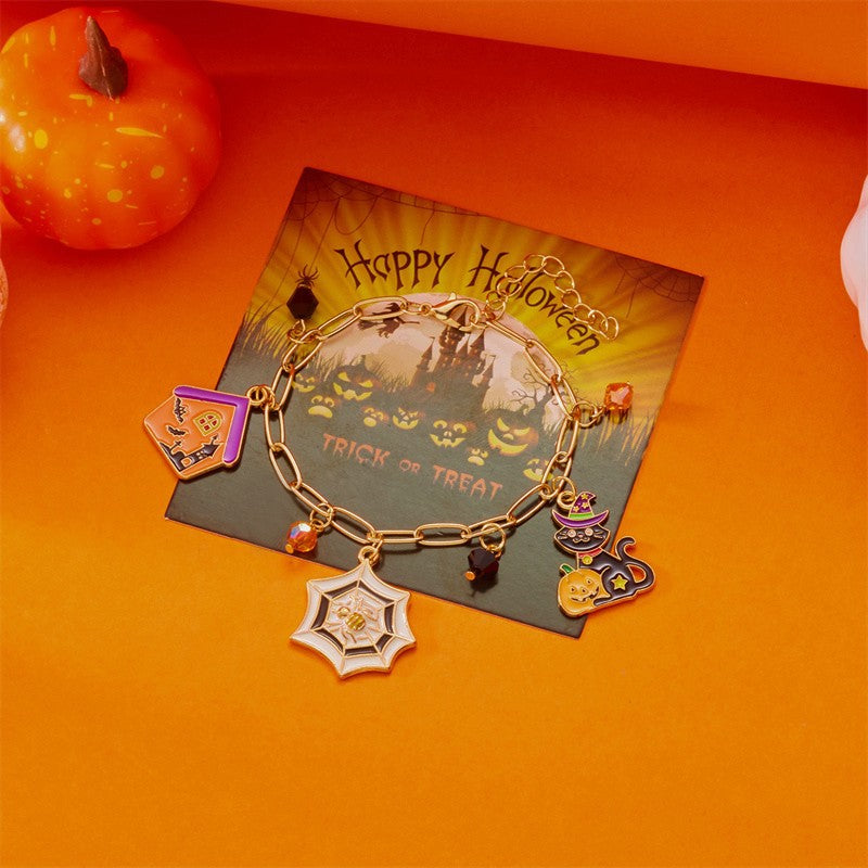 Cute Pumpkin Ghost Halloween Charm Bracelet