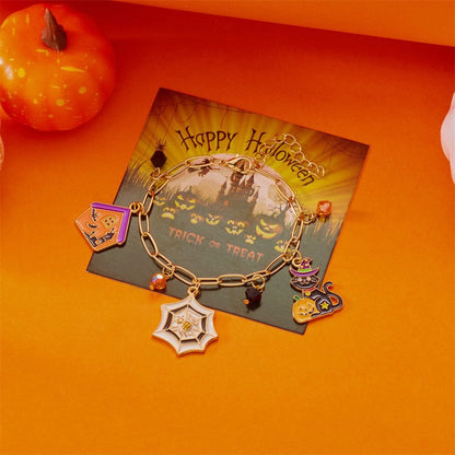 Cute Pumpkin Ghost Halloween Charm Bracelet