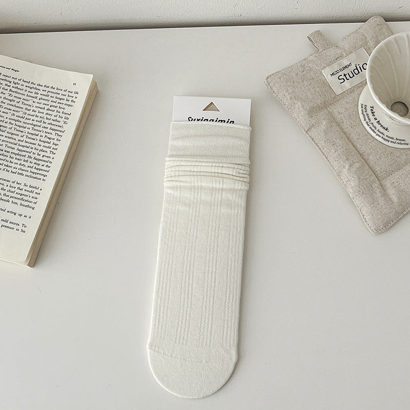 Solid Color Cotton Hollow Crew Maternity Socks