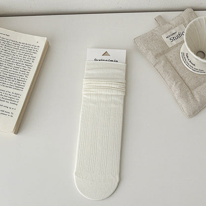 Solid Color Cotton Hollow Crew Maternity Socks