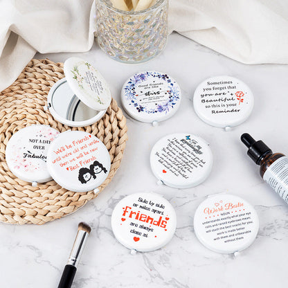 White Letter Mini Portable Makeup Mirror