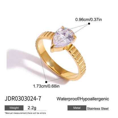 Luxury Gold Plated Geometric Zircon Ring