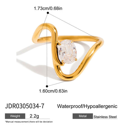 Luxury Gold Plated Geometric Zircon Ring