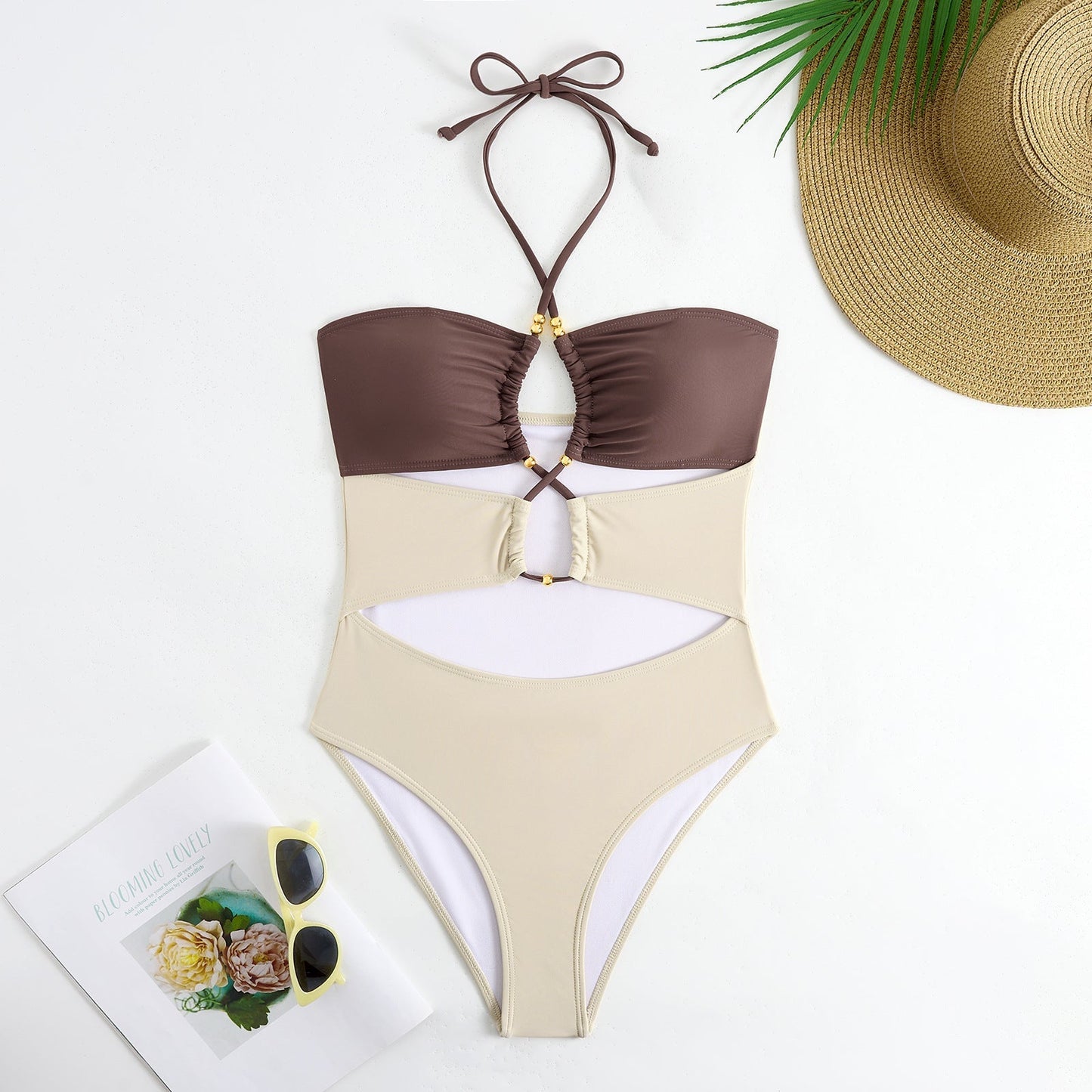 Simple One Piece Swimsuit with Cover Up
