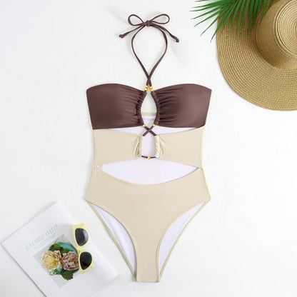 Simple One Piece Swimsuit with Cover Up