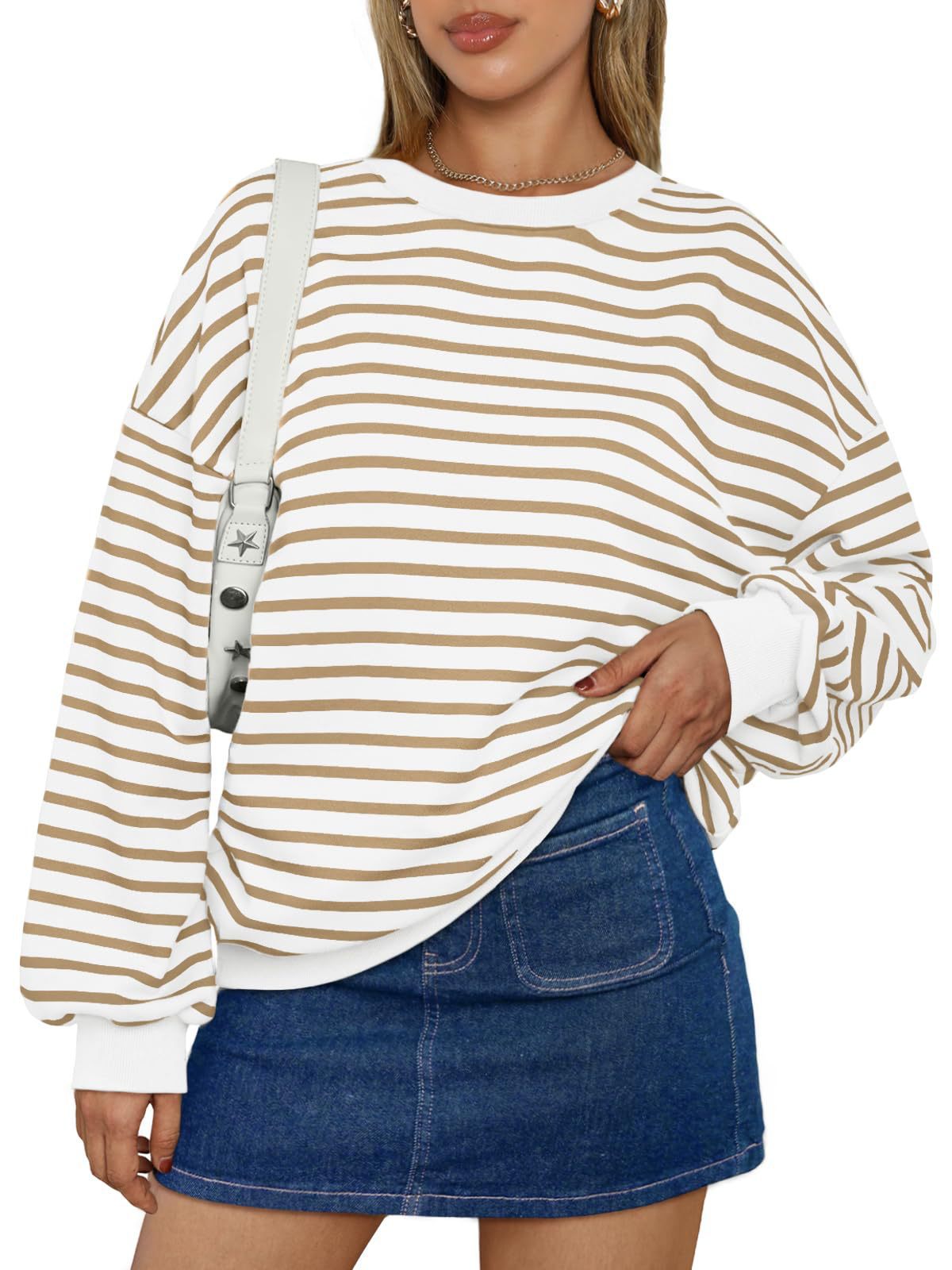 Striped Loose Color Block Casual Sweatshirt