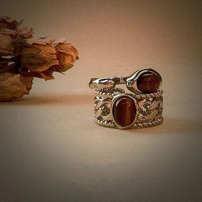 Vintage Simple Tiger's Eye Stone Rings
