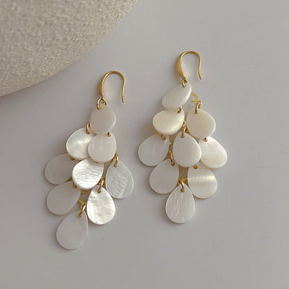 Danity Shell Teardrop Tassel Drop Earrings