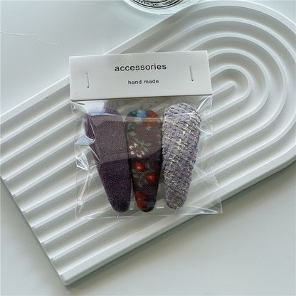 Sweet Solid Print Hair Clips Set