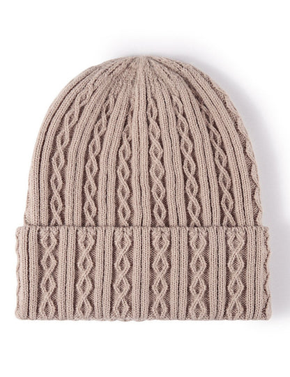 Solid Color Twist Snug Knit Beanie