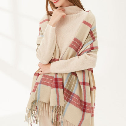 Fashion Striped Plaid Fringe Scarf