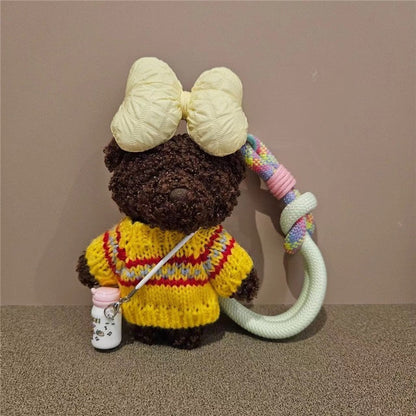 Cute Teddy Bear Keychain With Water Bottle Holder