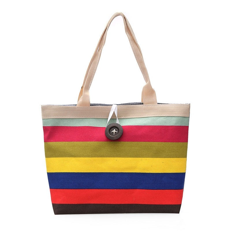 Rainbow Color Front Button Shoulder Bag