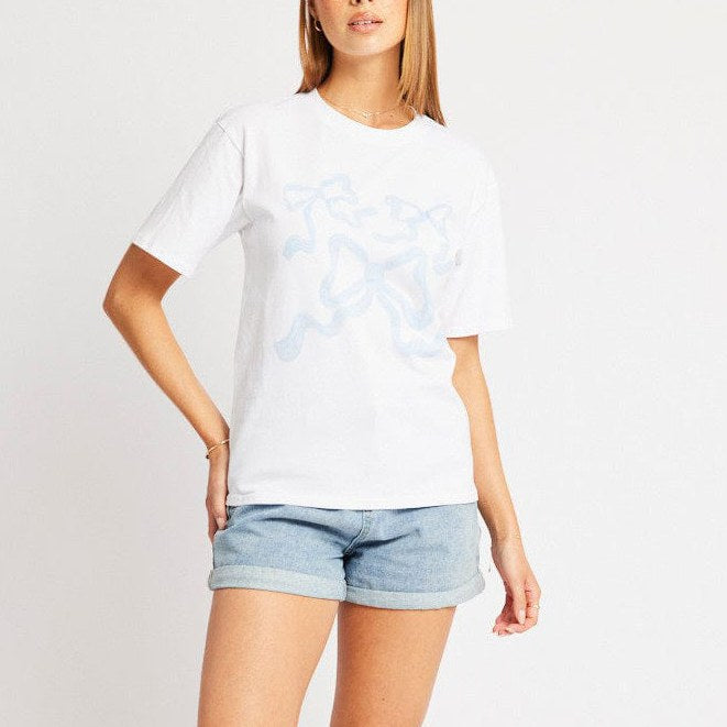 Bow Print Casual Loose Pullover T-Shirt