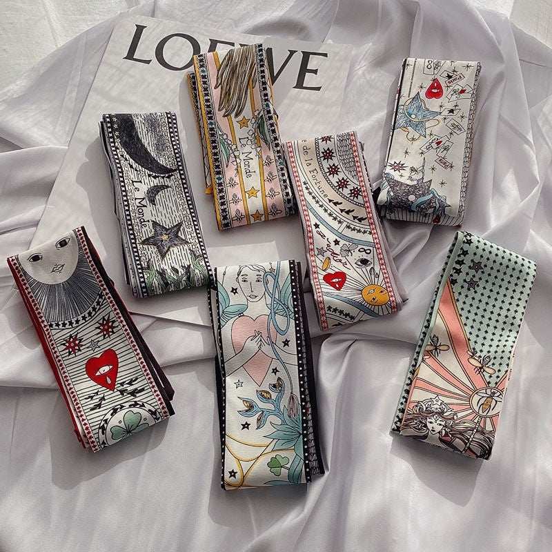 Tarot Pattern Slim Long Hair Scarf