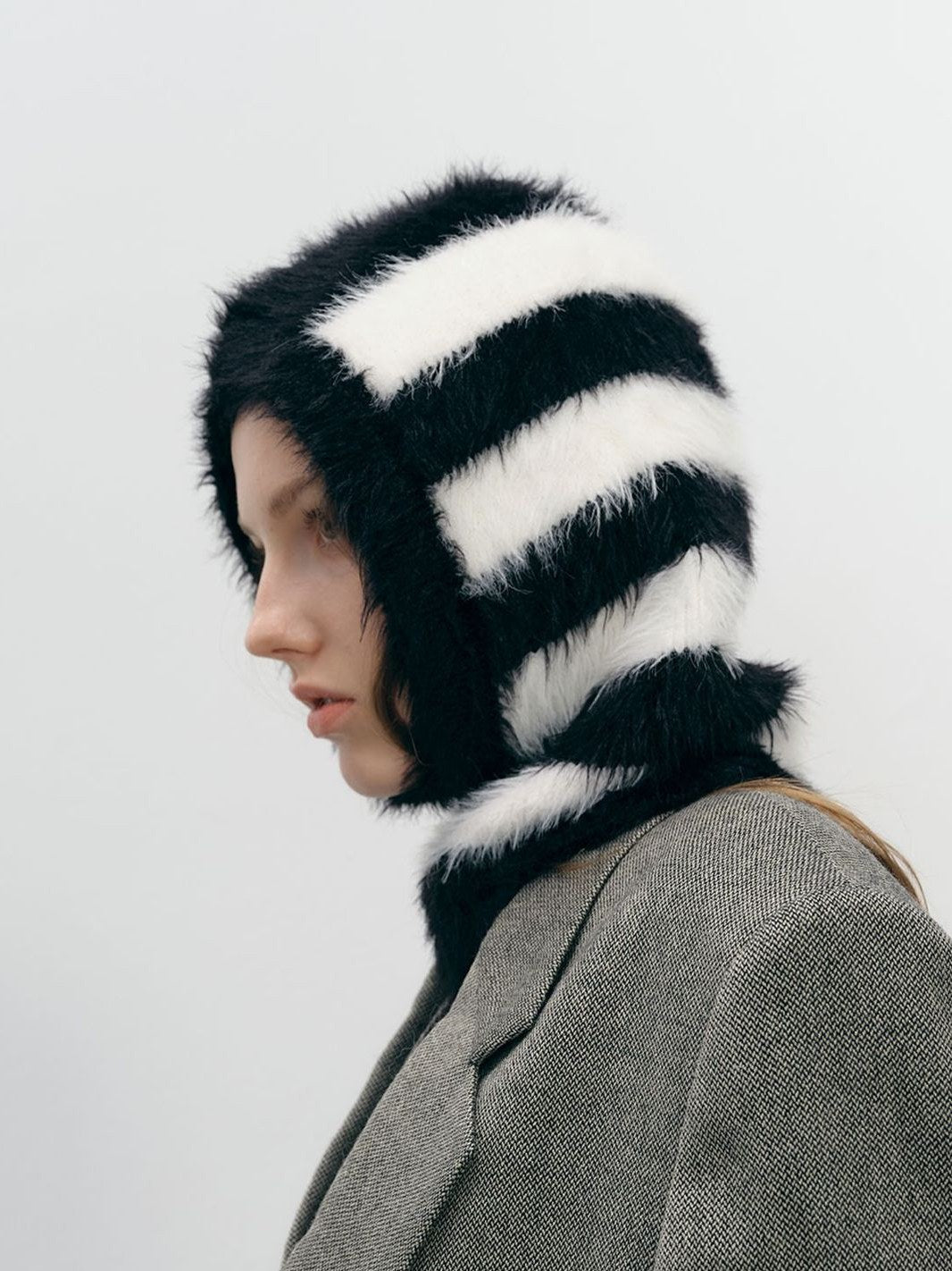 Striped Color Block Pullover Hat Scarve