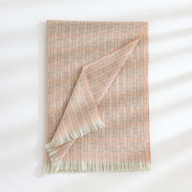 Striped Plaid Print Imitated Cashmere Shawl Scarf