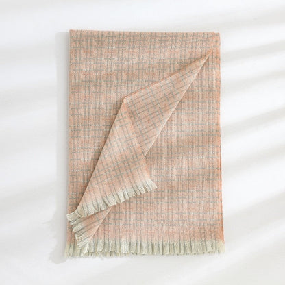 Striped Plaid Print Imitated Cashmere Shawl Scarf