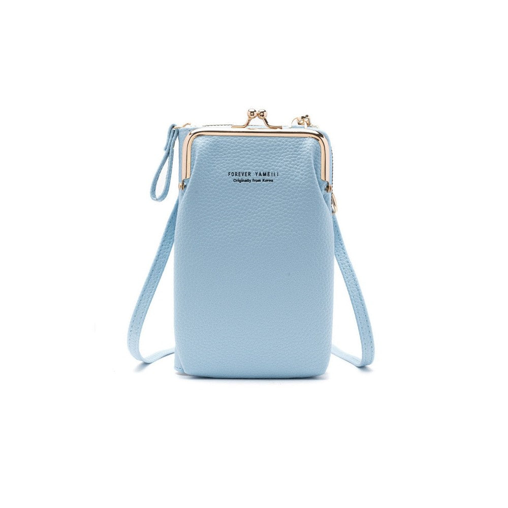 PU Leather Solid Color Large Capacity Purse One Shoulder Crossbody Cell Phone Bag