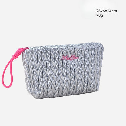 Silver Padded Large Capacity Make Up Bag