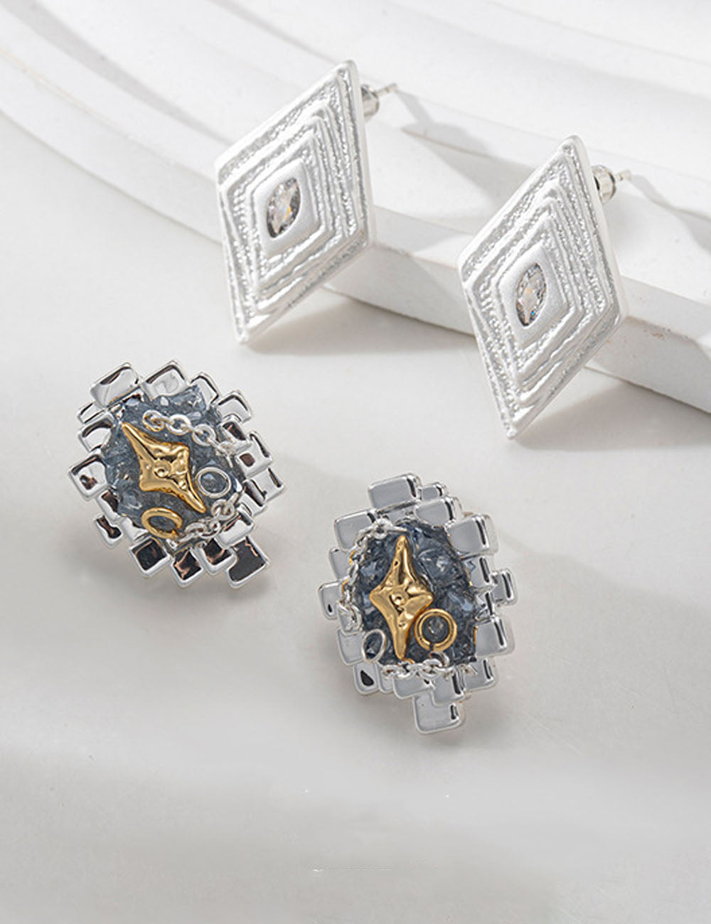 Chunky Luxury Irregular Geometric Stud Earrings