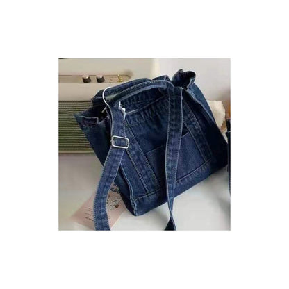 Detachable-Strap Denim Crossbody Bag