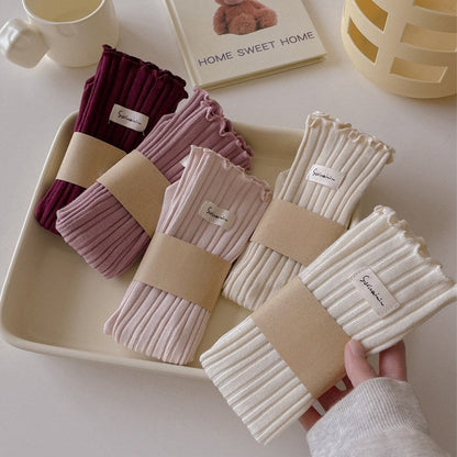 Sweet Solid Color Flounce Soft Socks