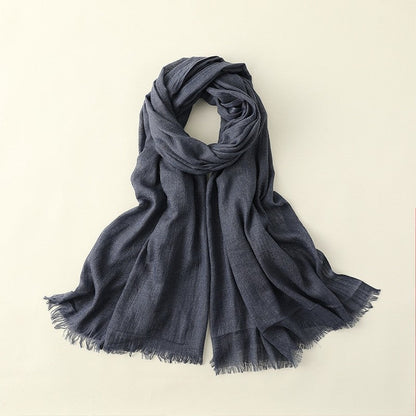 Solid Color Cotton And Linen Summer Thin Scarf