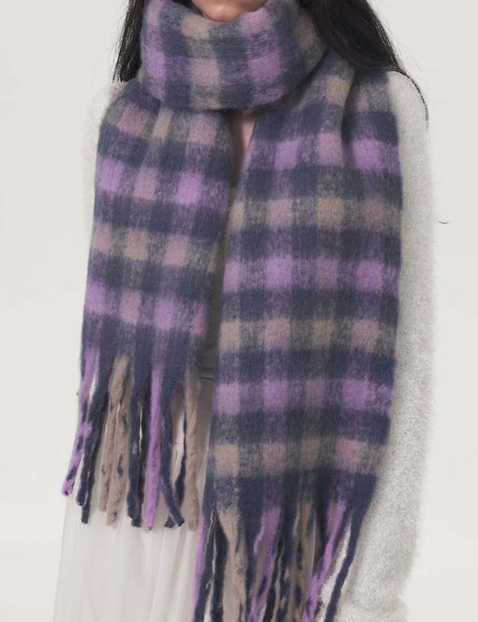 Soft Color Block Lambswool Tartan Plaid Scarf