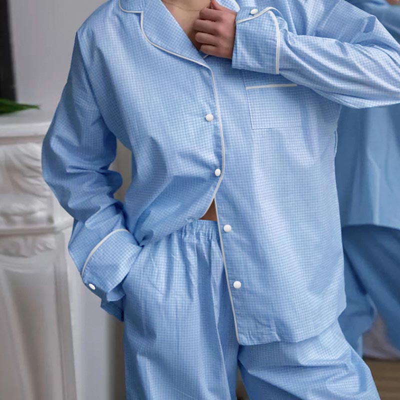 Color Block Plaid Loungewear Pajamas Set