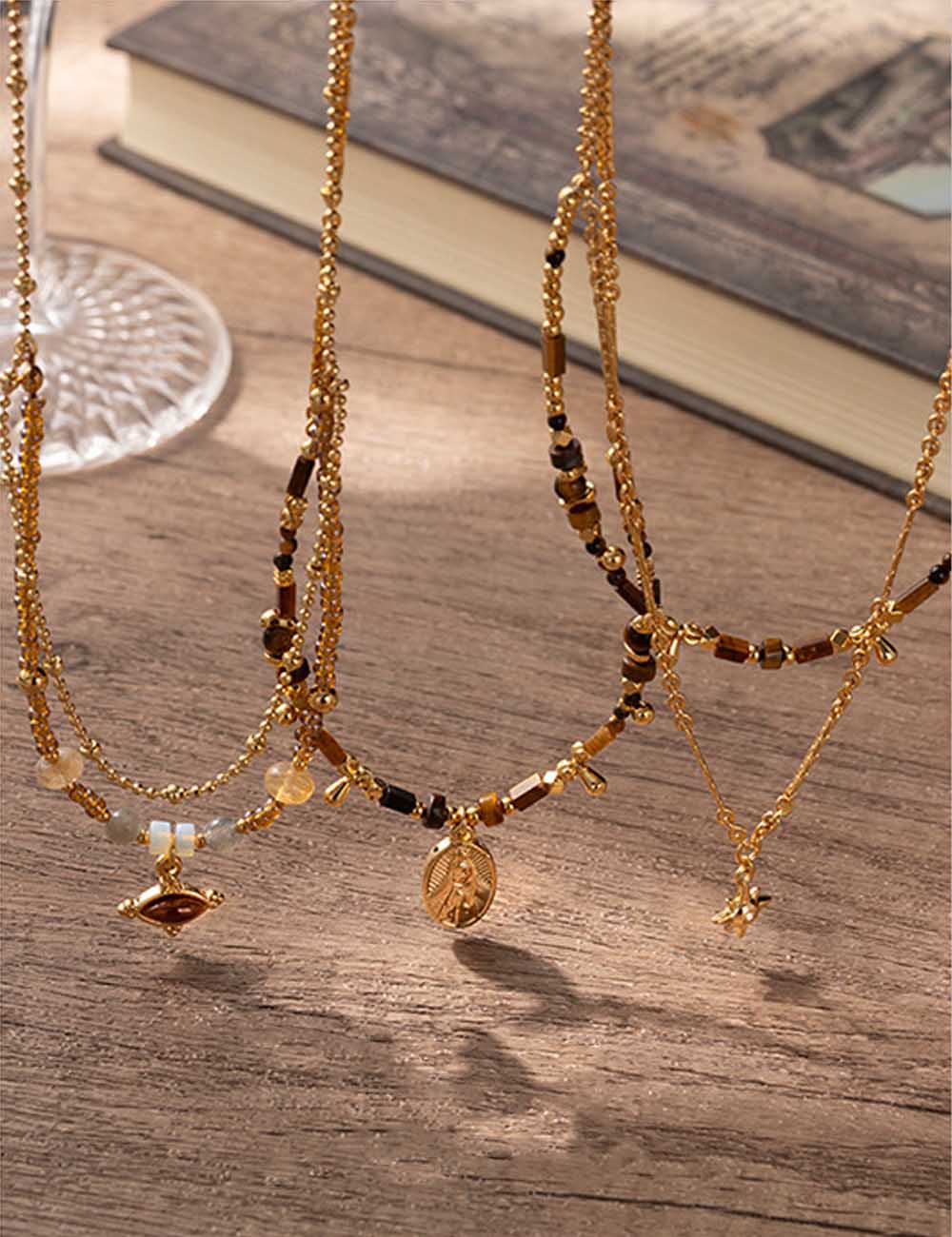 Vintage Gold Plated Tiger Eye Necklace