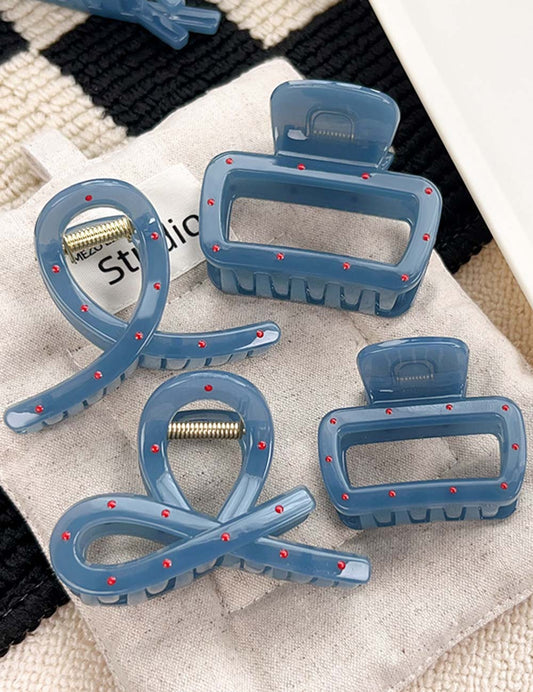 Blue Polka Dot Pattern Vintage Hair Claw