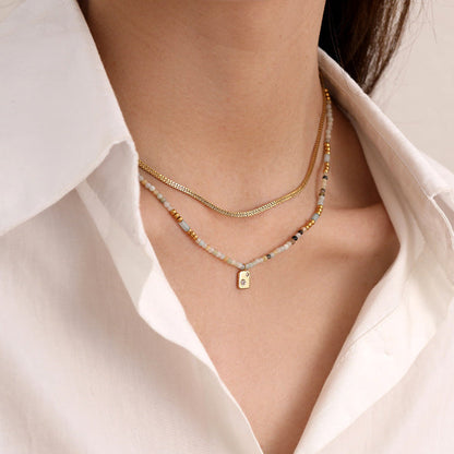 Simple Zircon Layered Beaded Necklaces