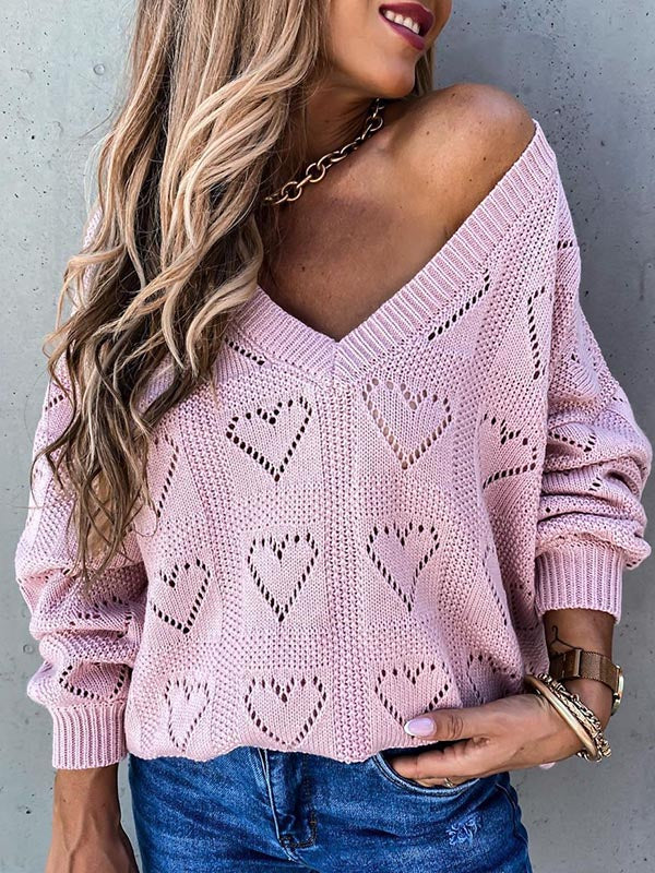 Hollow Loose Long Sleeves Sweater Tops