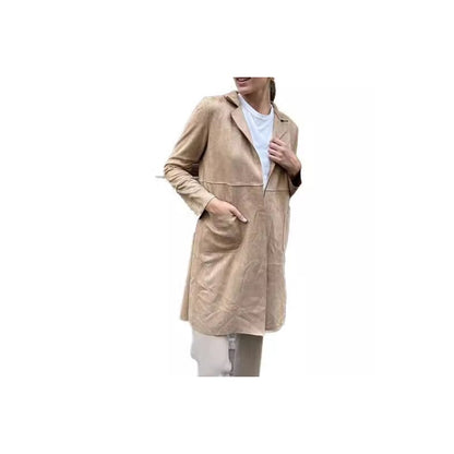 Velvet Suit Collar Casual Trench Coat