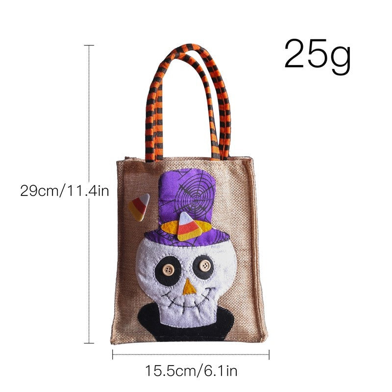 Halloween Linen Pumpkin Tote Kids Candy Bag