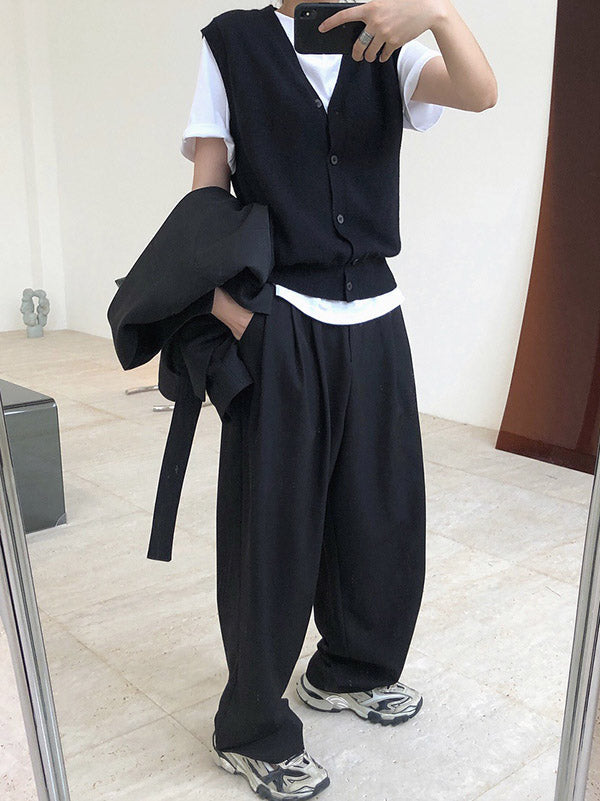 Leisure Solid Knitting Sweater Vest