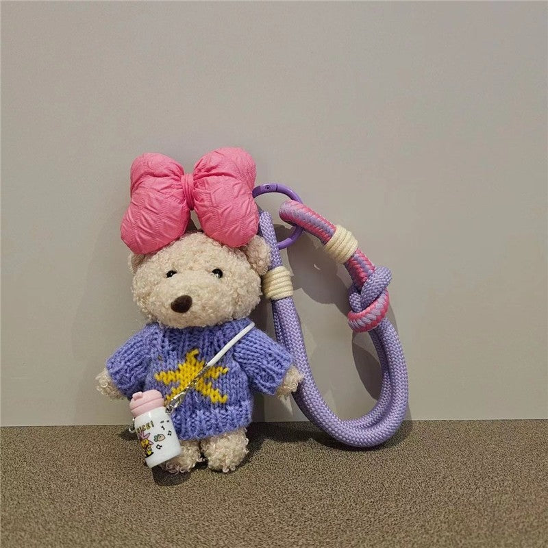 Cute Teddy Bear Keychain With Water Bottle Holder