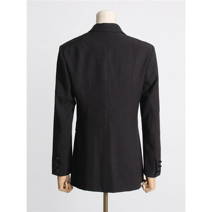 Solid Color Long Sleeve Lapel Irregular Collar Blazer Outerwear
