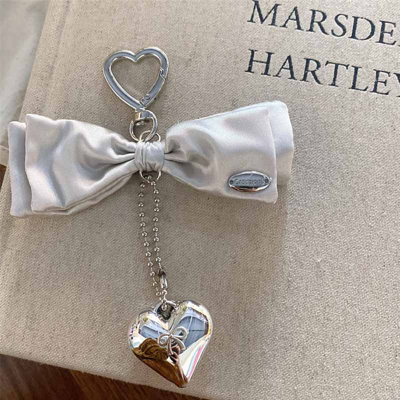 Elegant Stain Bow Knot Heart Chain Bag Charm